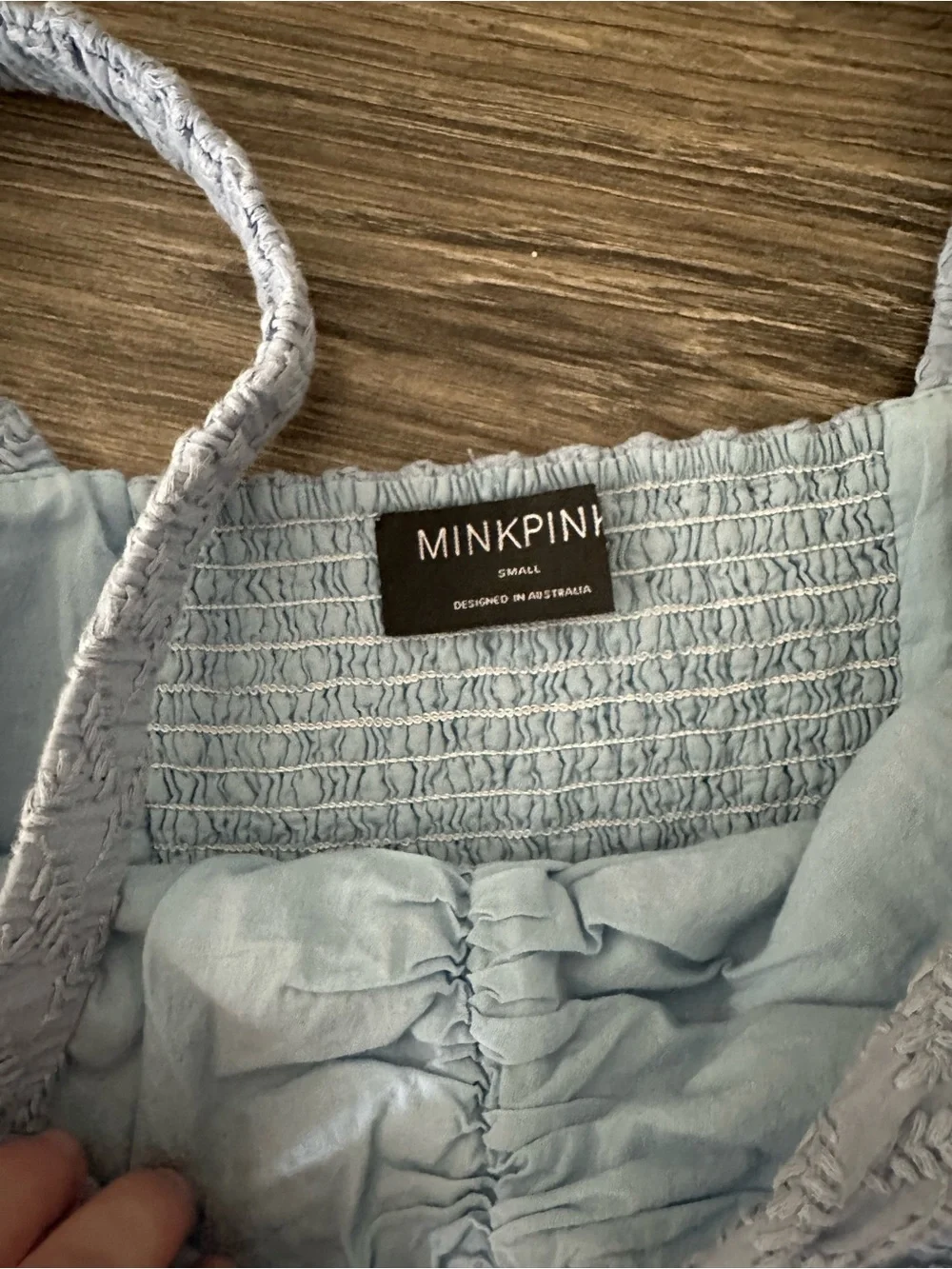 MINKPINK Pale Blue Ruched Meda Mini Dress